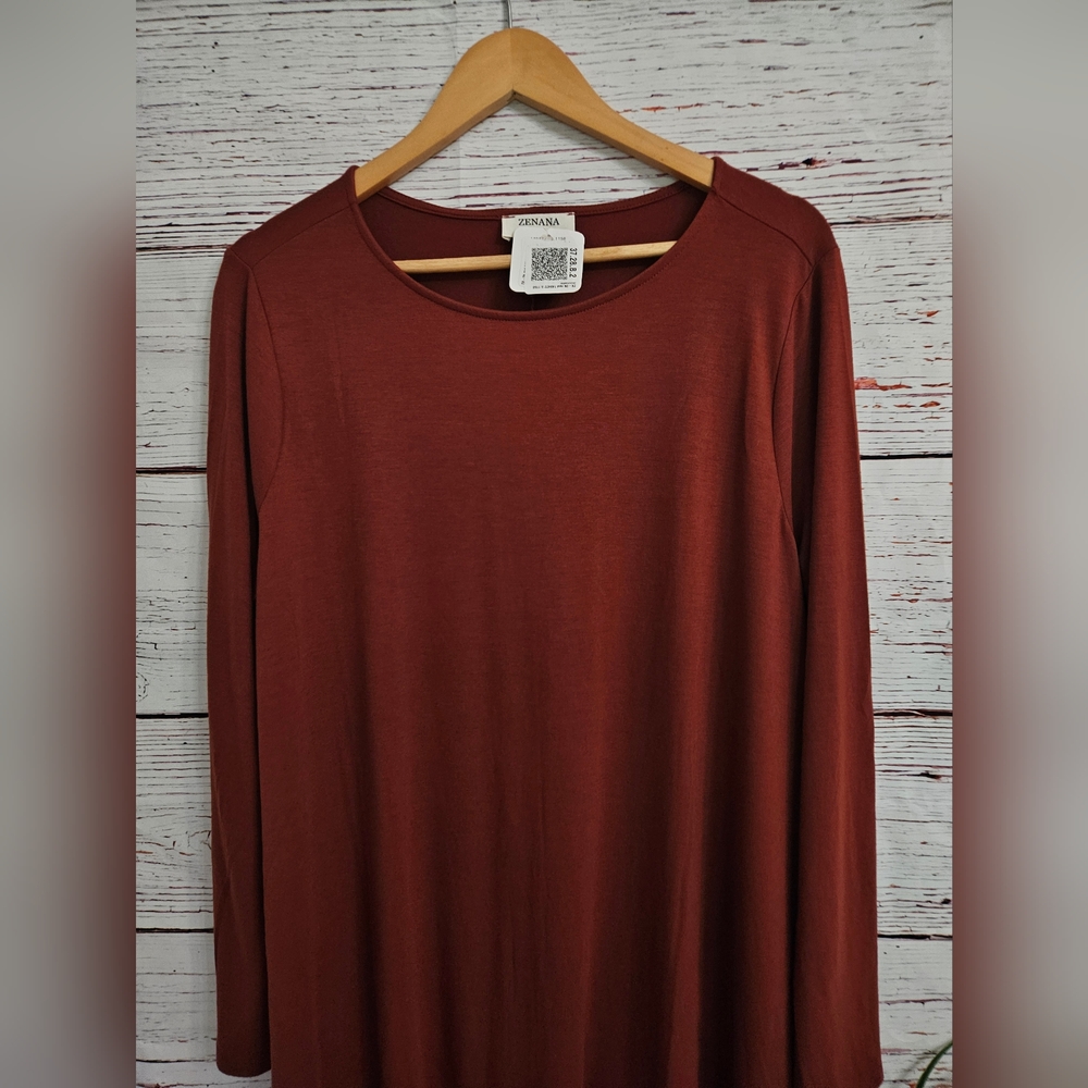 Zenana Long Sleeve Pocketed Casual Swing T-Shirt Dress Size 2x - Picture 10 of 16